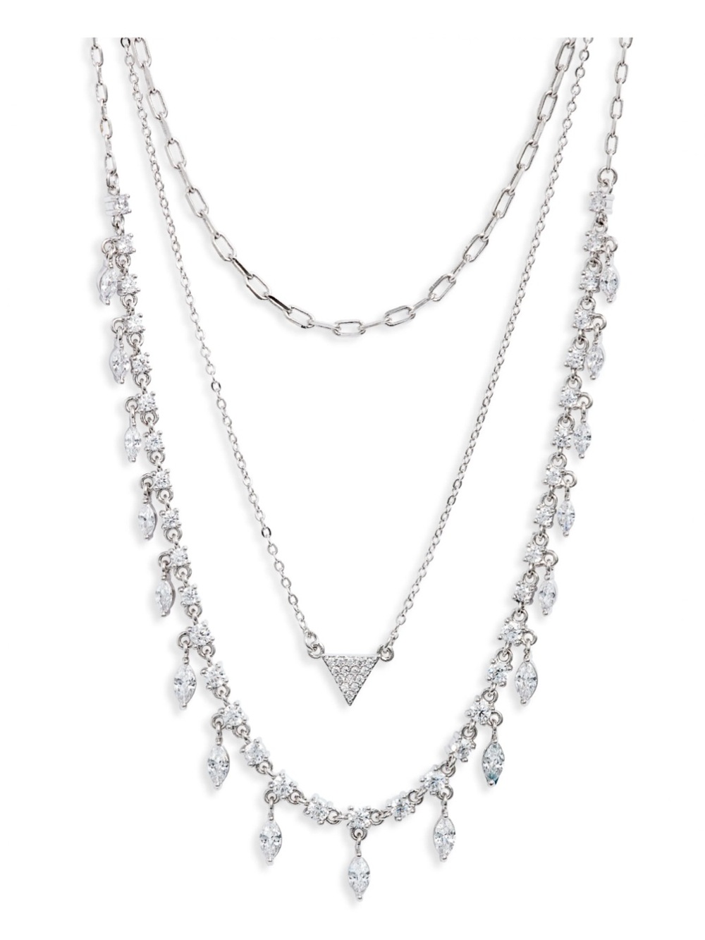 Nordstrom Layered CZ Silver Necklace
